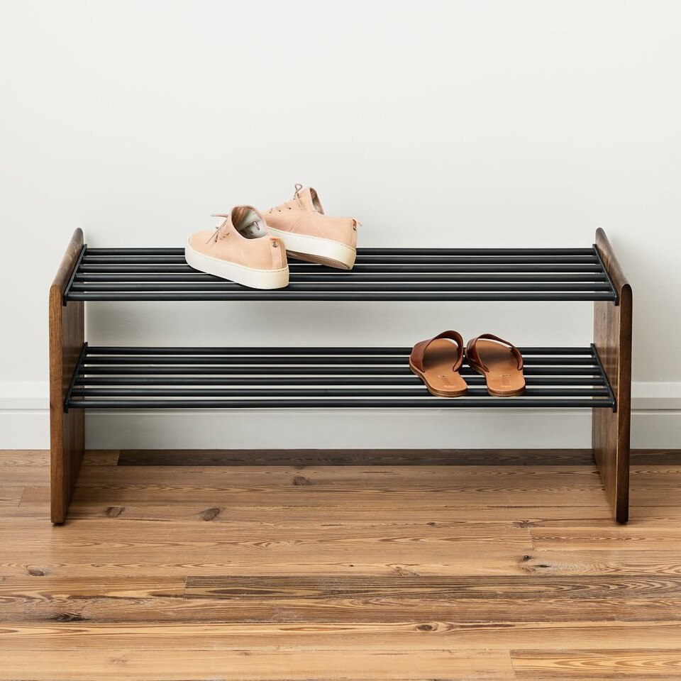 Anton Solid Wood Shoe Rack Burnt Wax West Elm UK